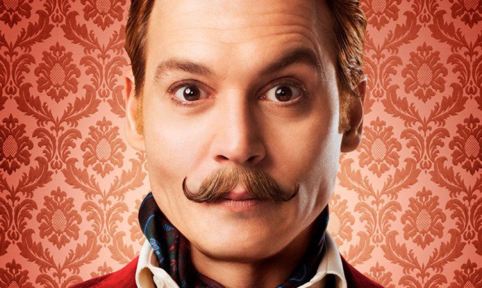 Filmo „Ūsuotasis ponas Mortdecai“ plakatas su Johnny Deppu