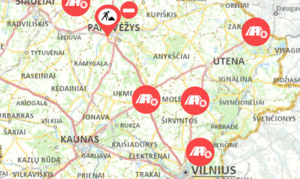 Slidžių kelių žymėjimas svetainėje Eismoinfo.lt