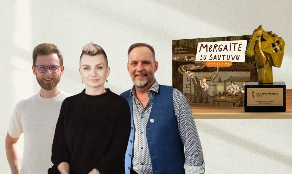 Žaidimo &bdquo;Mergaitė su &scaron;autuvu&ldquo; autoriai Edas Matulaitis, Lina Itagaki, Marius Marcinkevičius