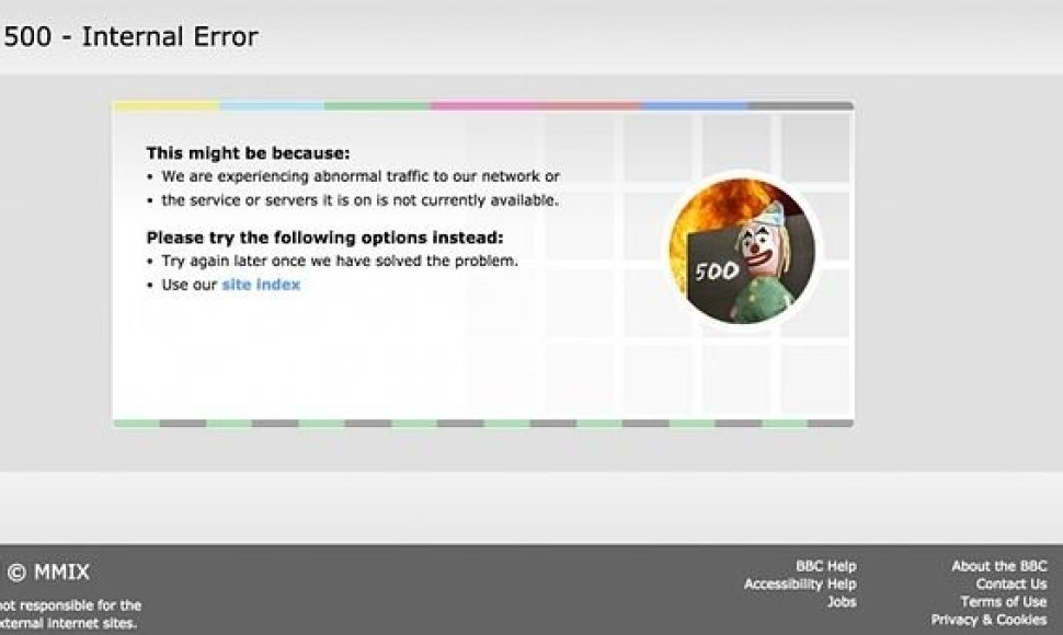 BBC puslapis po kibernetinės atakos