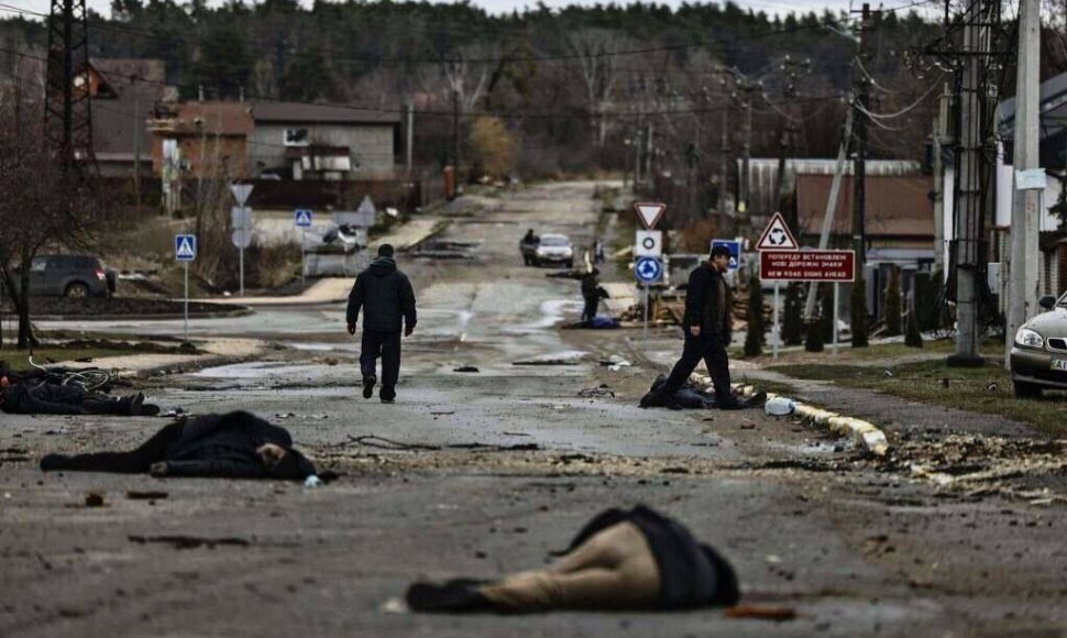 Rusijos karių nužudyti žmonės Ukrainos Bučos mieste