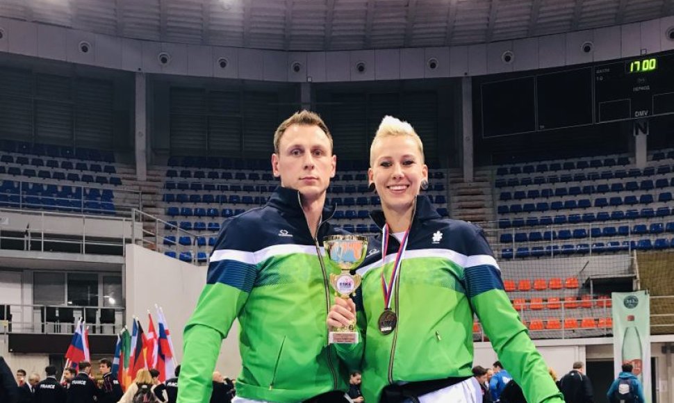 Jurgita Januškaitė-Žilinskienė su treneriu Tomu Žilinsku.