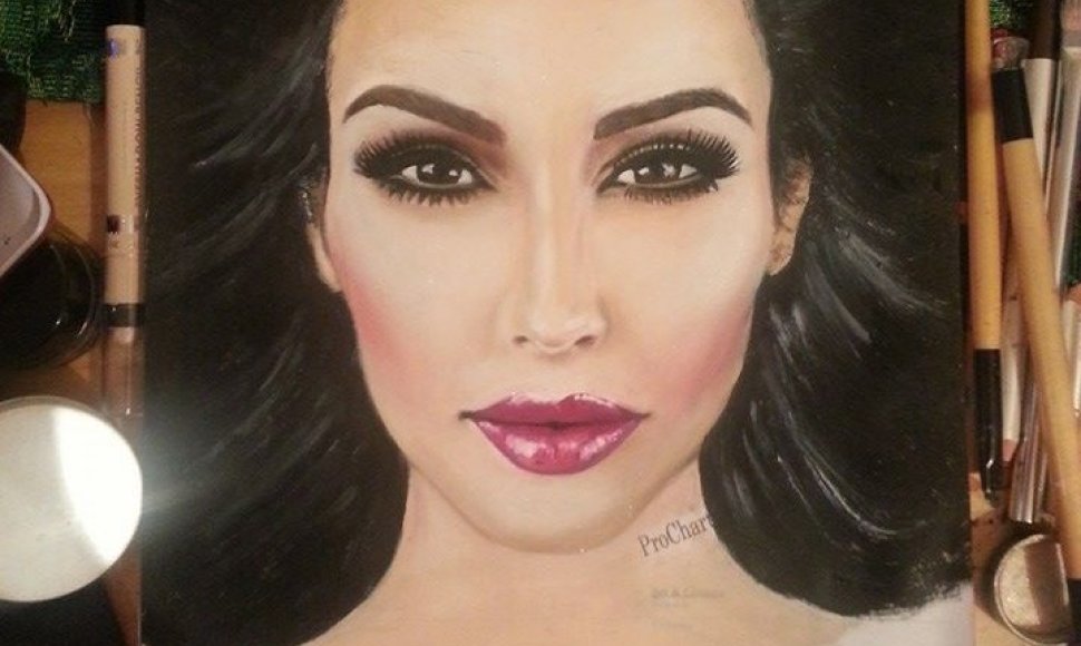 Maxine Ayre tapytas Kim Kardashian portretas