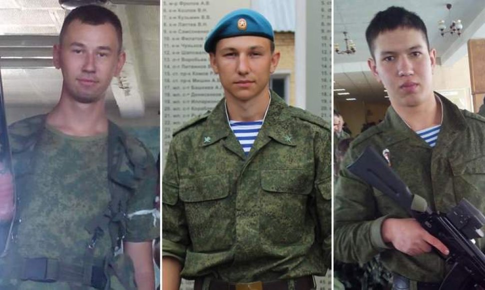 Trys Ukrainoje žuvę Rusijos kariai - Antonas Saveljevas, Timuras Mamajusupuvas ir Ivanas Kardapolovas