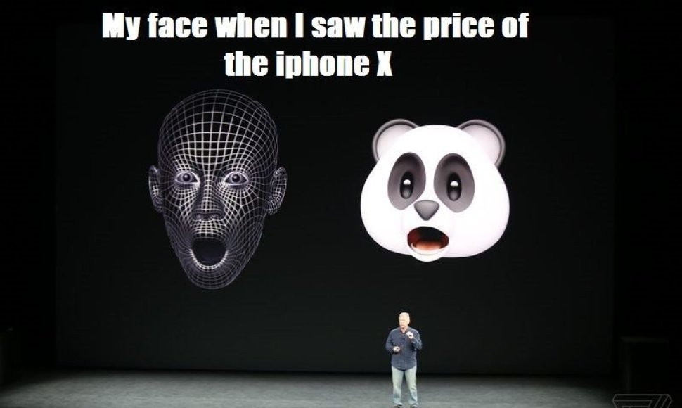 „Apple iPhone X“ kainą pašiepiantis memas