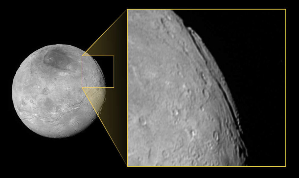 Įspūdingas kanjonas Plutono palydove Charone
