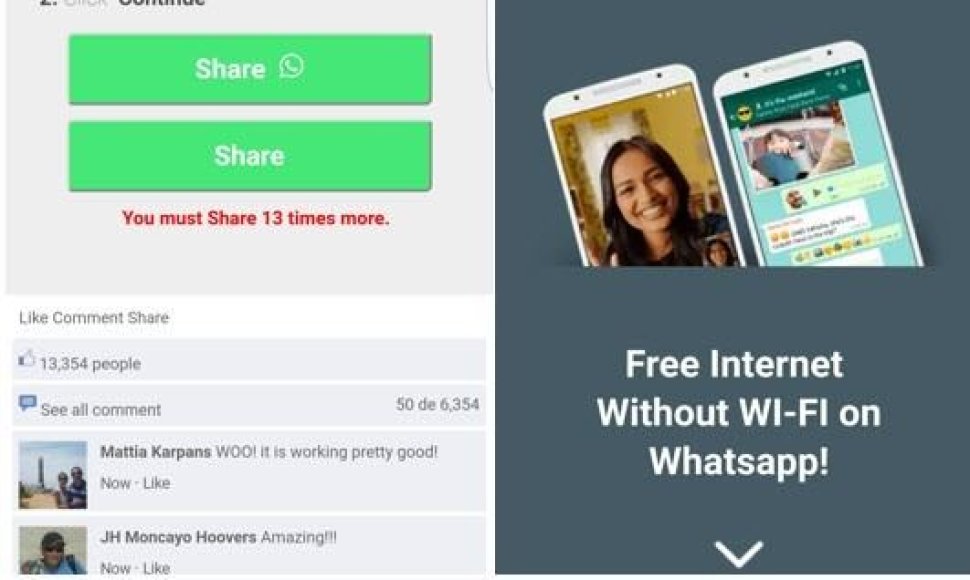 Nauja apgaulė „WhatsApp“ – siūlo nemokamą internetą be Wi-Fi