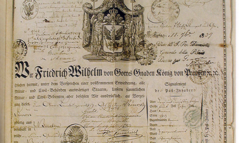 1839 metų Prūsijos karalystės pasas