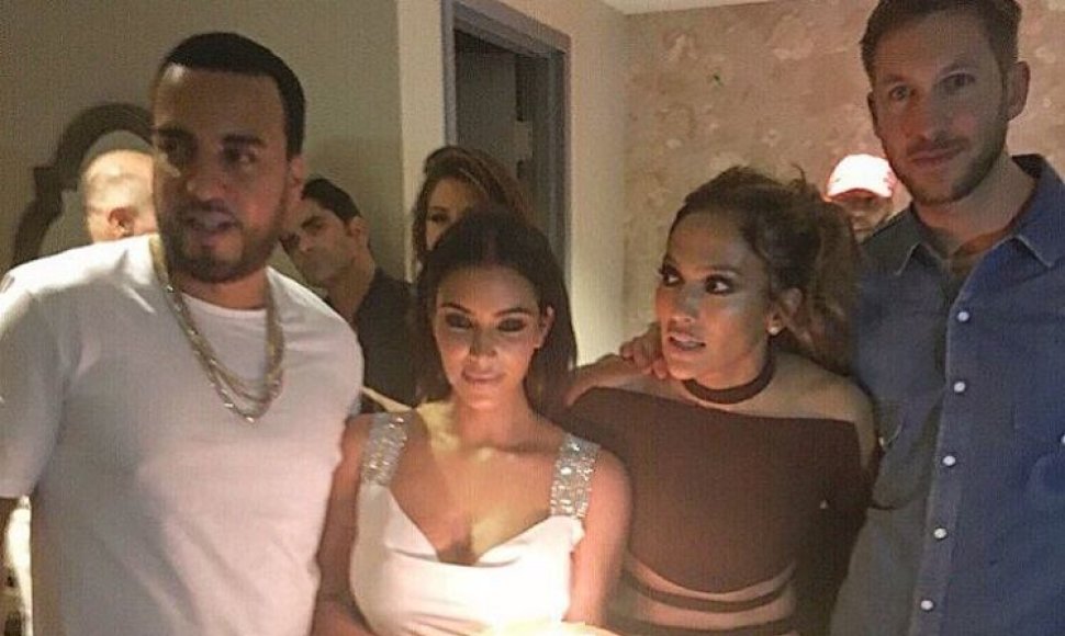 French Montana, Kim Kardashian, Jennifer Lopez ir Calvinas Harrisas