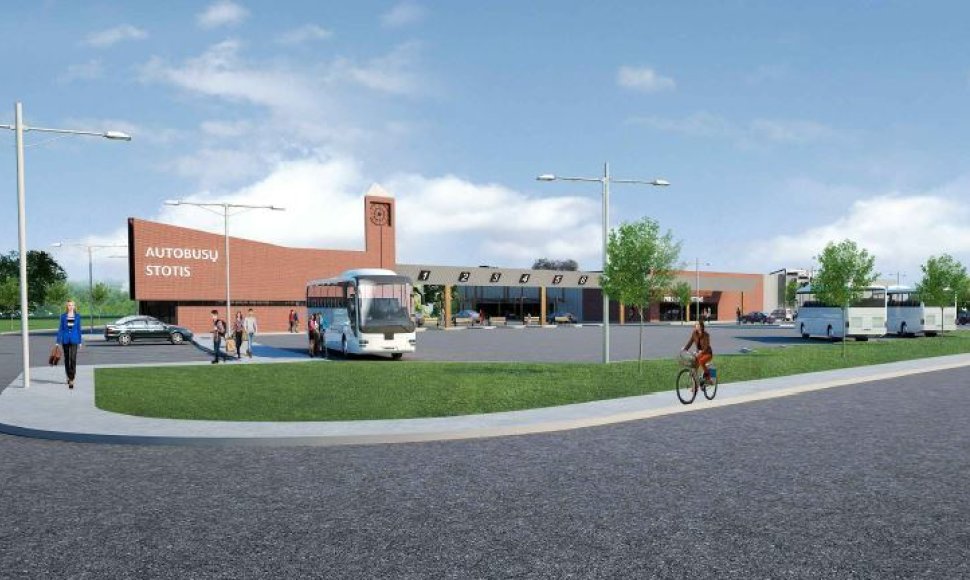 Planuojamos statyti Šilutės rajono autobusų stoties vizualizacija