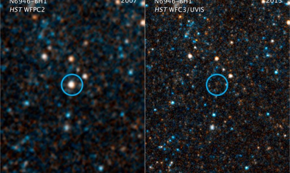 Žvaigždė N6946-BH1: 2007 metais ryškiai švyti, o 2015 metais jos – nė ženklo