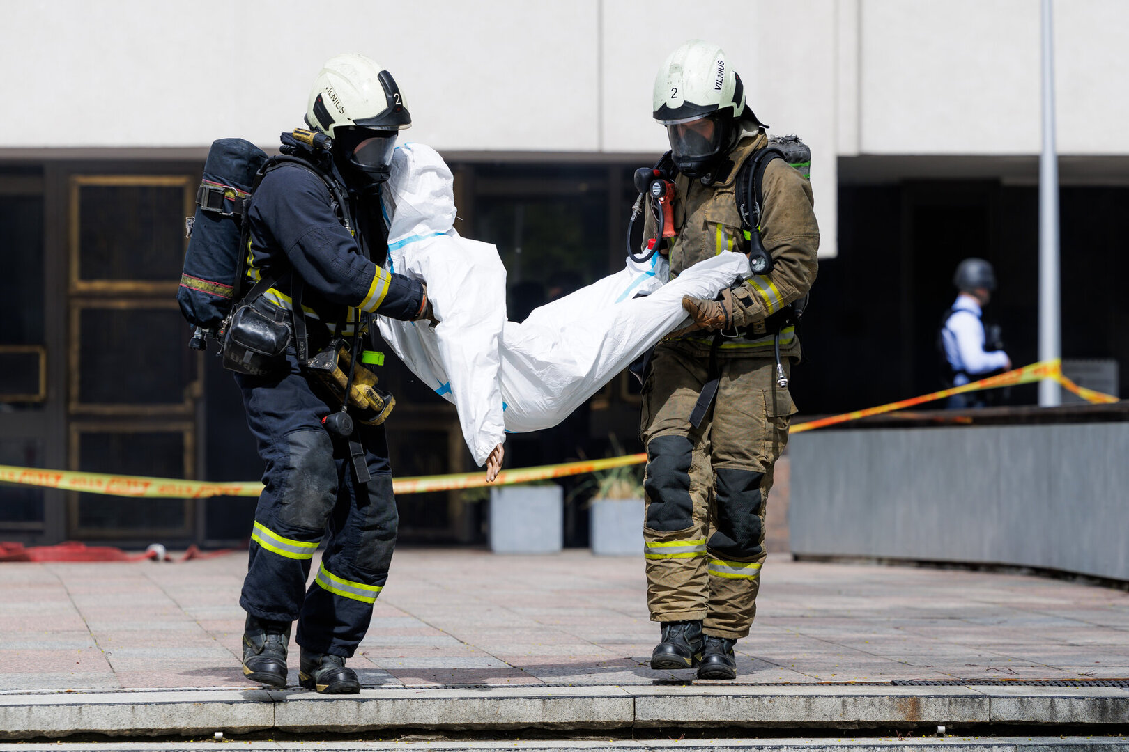 Sostinės centre prie Vyriausybės vyko planuotos institucijų pratybos