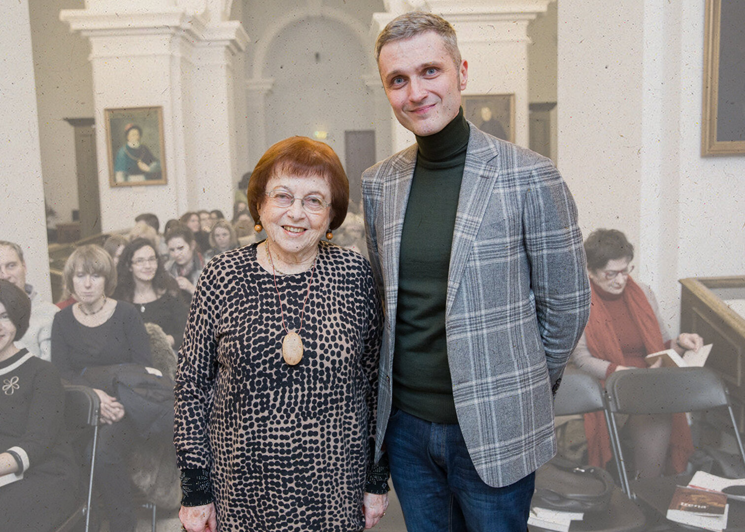 Irena Veisaitė ir Aurimas &Scaron;vedas knygos pristatyme