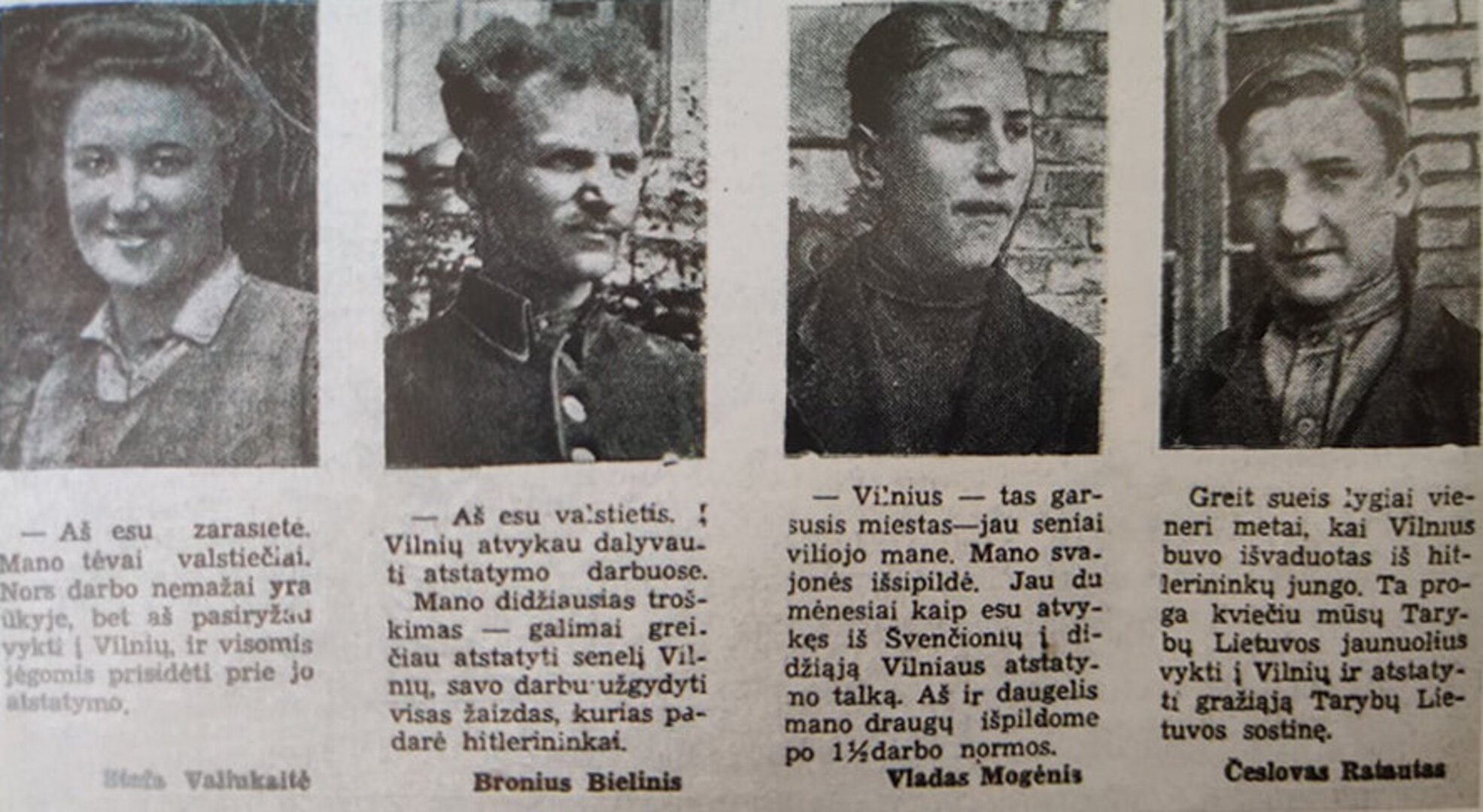 Agitacija keltis į Vilnių &bdquo;Jaunimo gretose&ldquo; 1945 m.