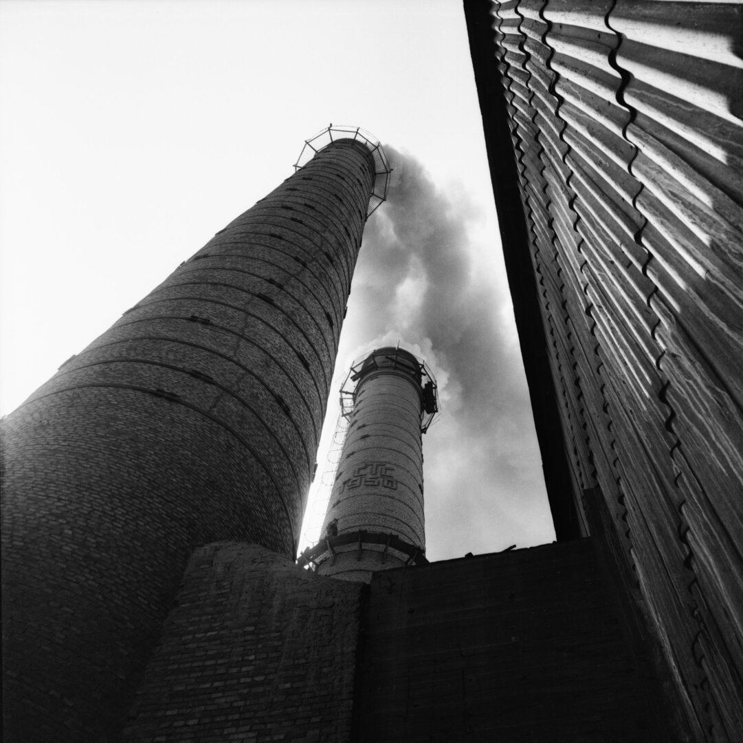 Akmenės fabriko kaminai. 1959
