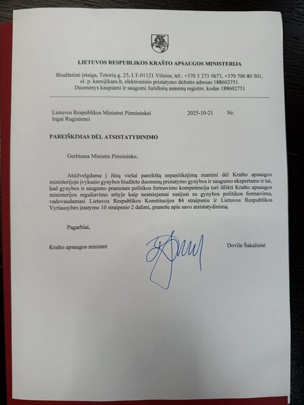 Dovilės &Scaron;akalienės atsistatydinimo parei&scaron;kimas
