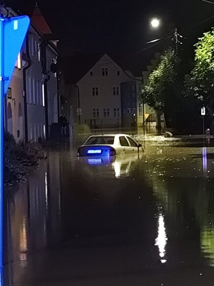 Vandens apsemtas Tolmicko miestelis Elbingo rajone